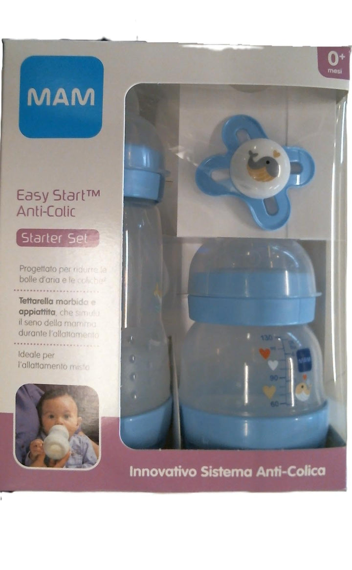 MAM Babyflasche Set mit 2 Anti-Kolik-Flaschen Easy Start 130 ml und 260 ml und Schnuller Original St