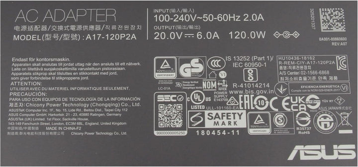 Asus VivoBook Pro 16X M7600QC Original Netzteil 120 Watt kantige Bauform