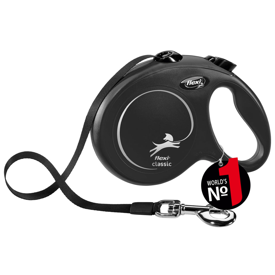 flexi® Classic L Gurt 5 m schwarz, Roll-Leine für Hunde bis 50 kg L: 5m (max. 50kg) Schwarz, L: 5m (