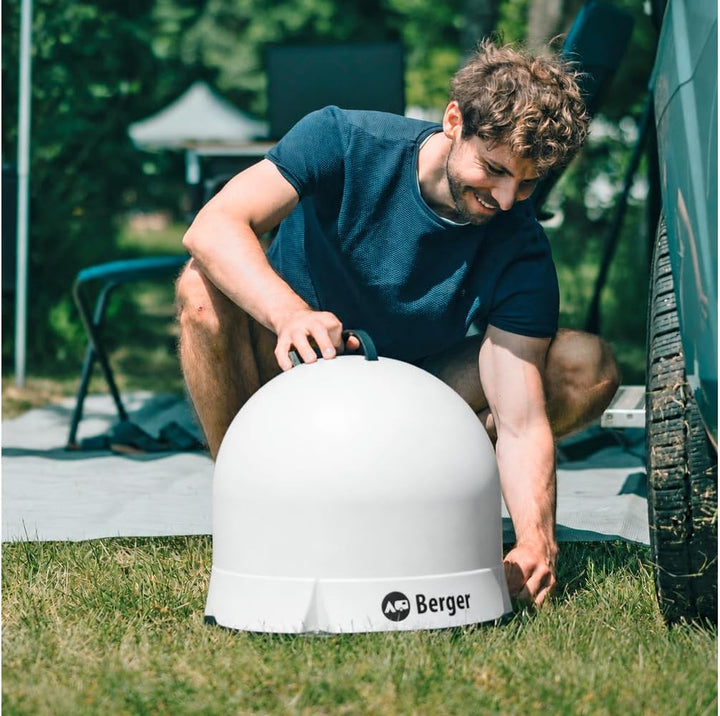 BERGER Move 4.0 Mobile Sat-Antenne | Vollautomatisch für Camping weiss, weiss