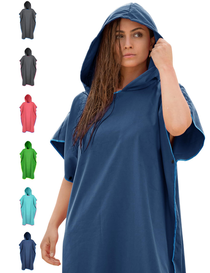 NirvanaShape Handtuch-Poncho für Erwachsene, Umziehhilfe & Handtuch zugleich, Surf-Poncho mit Quick-