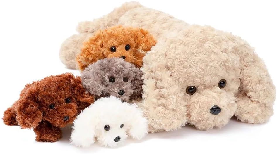 MorisMos Hund Kuscheltier XXL mit 4 Babys im Bauch, gross Hund Plüschtier Stofftier Kuscheltiere, ri