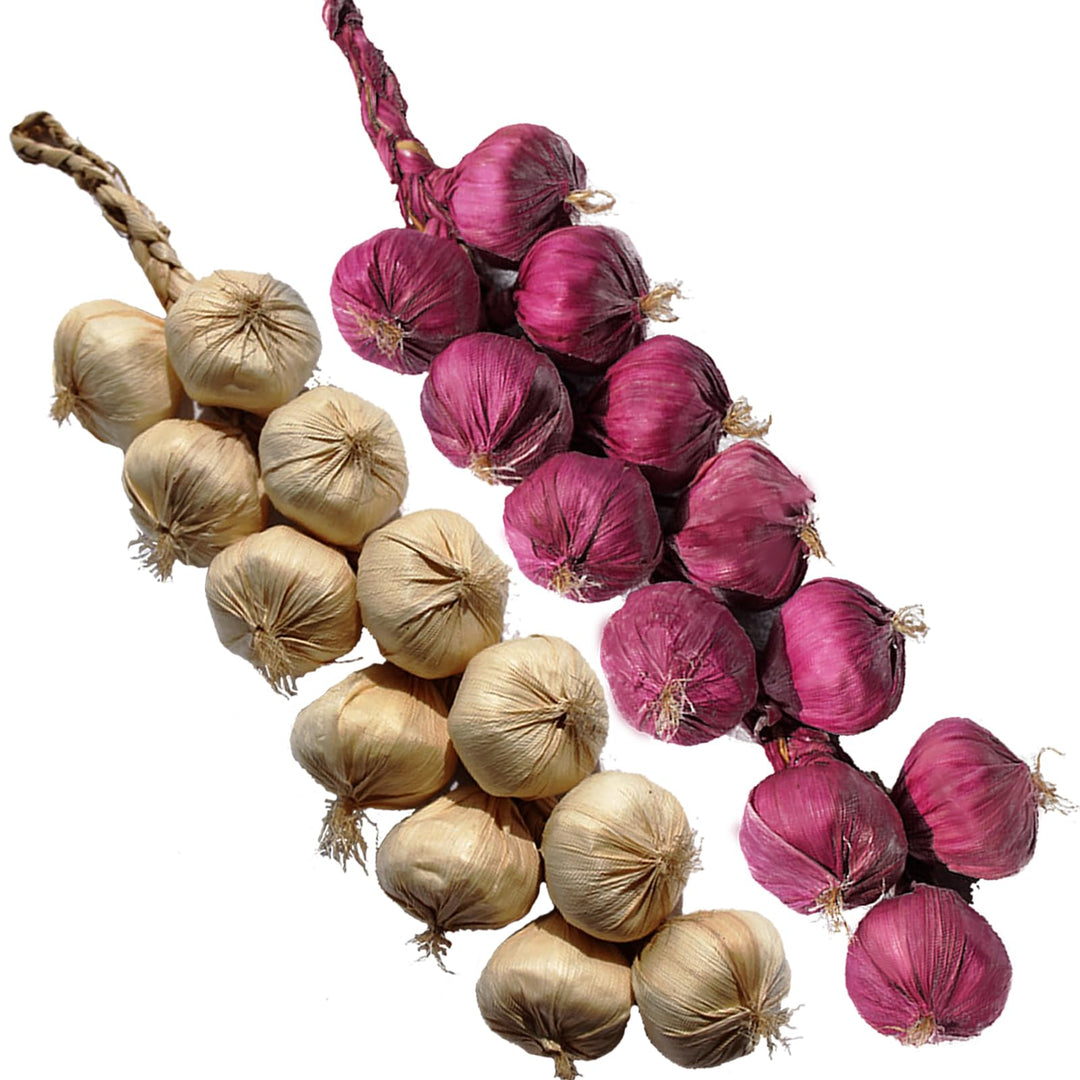 Tuxiaobu Künstliche Gemüse Knoblauch Zwiebel Schnüre Aesthetic Deko Obst, Faux Gemüse Kunst Früchte