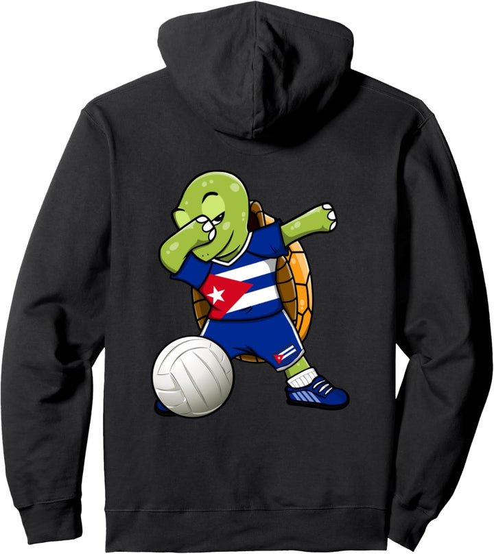 Dabbing Schildkröte Kuba Volleyball Mannschaft Flagge Sport Pullover Hoodie