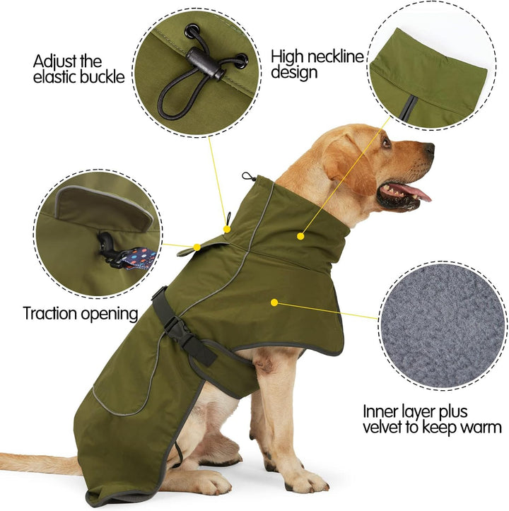 HEYWEAN Hundejacke Wasserdichter Hundemantel Reflektierende Jacke für kaltes Wetter mit weichem Flee