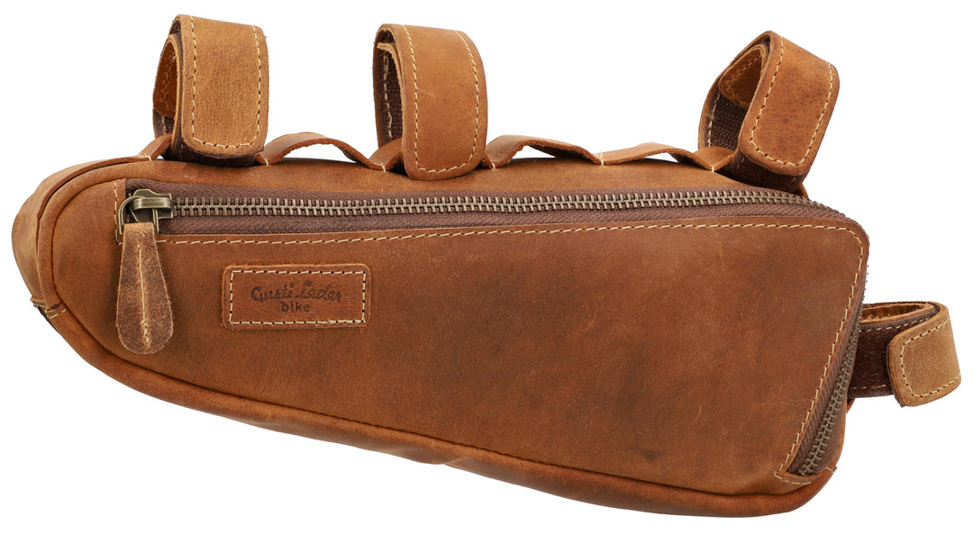 Gusti Fahrradtasche Leder - Rahmentasche Maurice G. Ledertasche für Werkzeug Vintage Look Braun Fahr