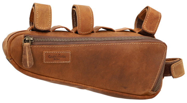 Gusti Fahrradtasche Leder - Rahmentasche Maurice G. Ledertasche für Werkzeug Vintage Look Braun Fahr