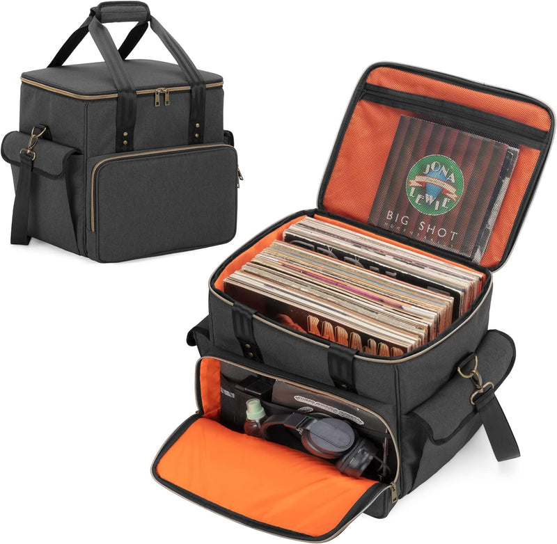Trunab Rucksack Tasche Schallplatten, Wasserdichtes Nylon Tasche für Vinyl Record LPs Aufbewahrungsb