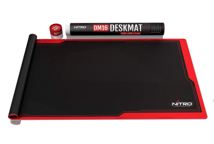 NITRO CONCEPTS XXL-Mauspad 1600 x 800 mm, Kanten ohne Fransen, grosses Gaming-Mauspad aus Mikrofaser