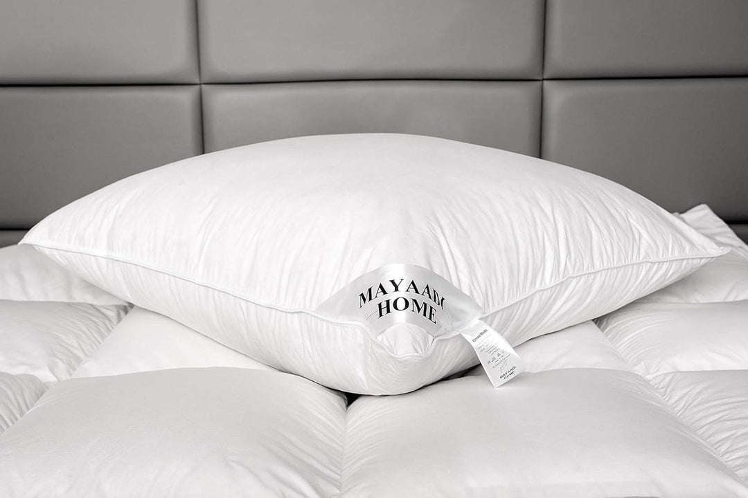Mayaadi Home Kopfkissen 80x80 cm | 1600g Füllung, 70% Daunen 30% Federn | 100% Natur Bezug aus Baumw