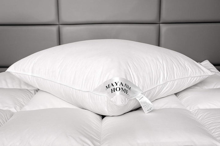 Mayaadi-Home 2er Set Kopfkissen 80x80 cm | 2000g Füllung, 70% Daunen 30% Federn | 100% Natur Bezug a