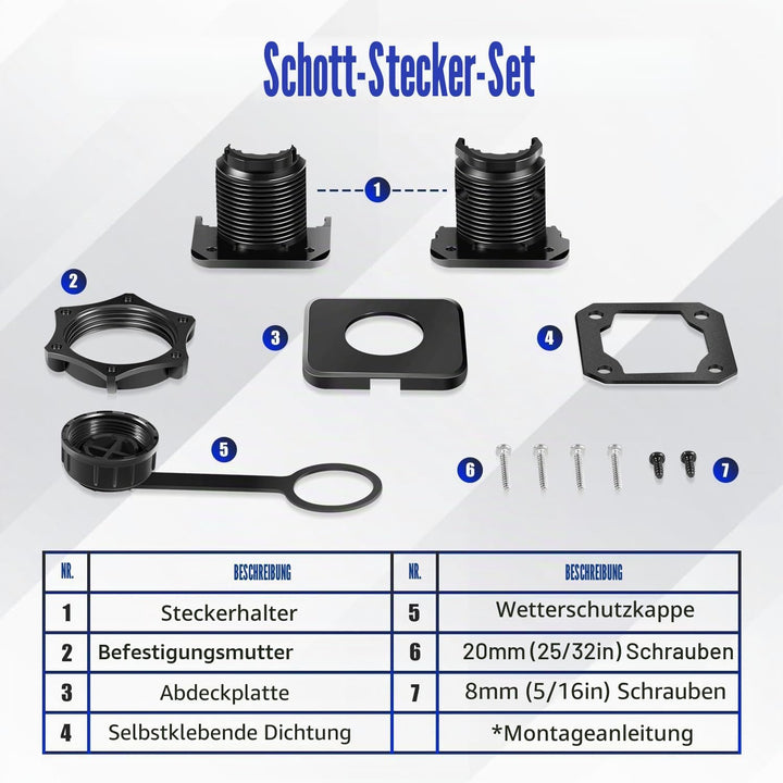 Bulkhead-Steckverbinder-Set für Garmin LiveScope Plus LVS34/LVS62 – Wasserdichtes Schnellkupplungssy