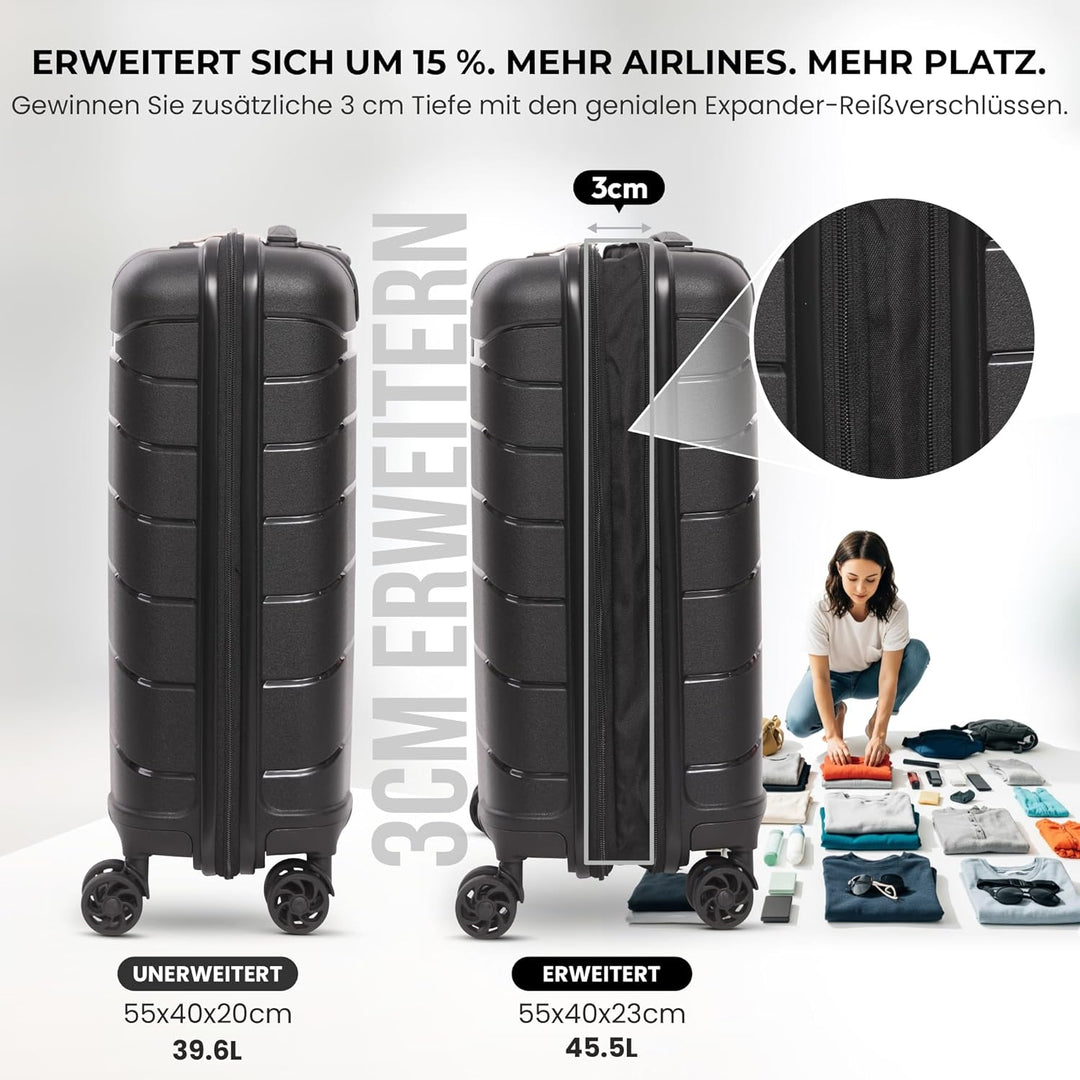Aerolite Erweiterbar 55x40x20cm auf 55x40x23 cm Lufthansa Eurowings Condor Wizz Air Priorität und me