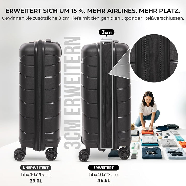 Aerolite Erweiterbar 55x40x20cm auf 55x40x23 cm Lufthansa Eurowings Condor Wizz Air Priorität und me