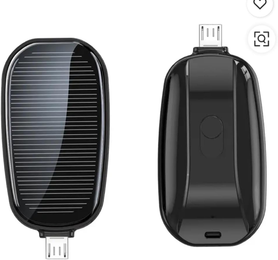 Tragbarer Solar-Ladeadapter mit mehreren Anschlüssen, Schwarz, kompatibel mit Smartphones