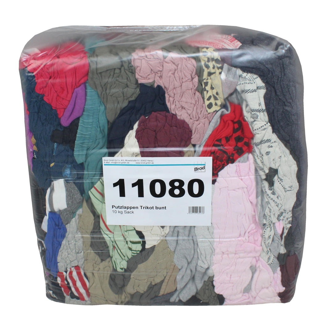 Brod Baumwoll-Putzlappen | Poliertrikot | bunt | 10 kg Sack | besonders saugfähig | gewaschen und de