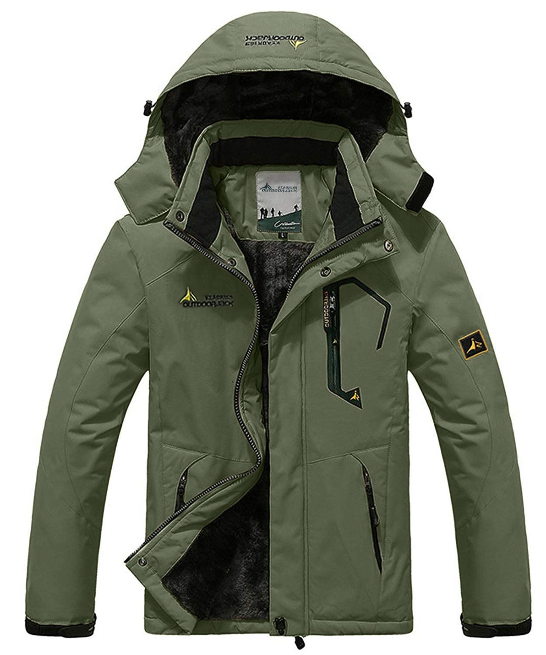 Memoryee Herren Ski Jacke Warmer Gefüttert Winter Fleece Mantel Wasserdichter mit Abnehmbarer Kapuze