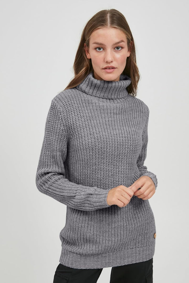 OXMO OXNanna Strickpullover Damen Grobstrickpullover Pullover mit Rollkragen Regular Fit XS Medium G