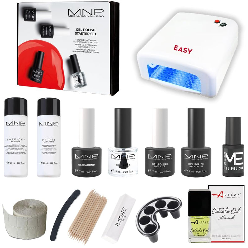 Mesauda Starter-Set Gel Polish 7 ml semi-permanenter Nagellack + Zubehör + UV-Ofen – Gratis Nagellac