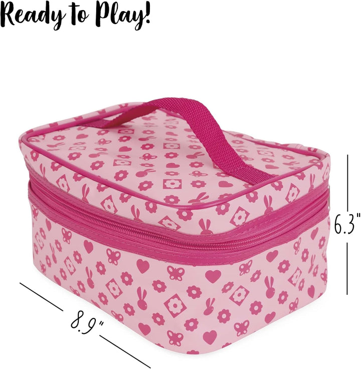 Janod - P'tite Miss Vanity Case for Children - 9 Solid Wood Accessories Included - Pretend Play Toy