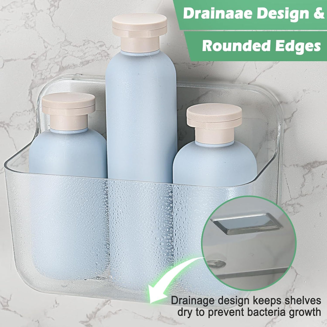 2Pcs Duschablage Ohne Bohren, Acryl Badezimmer Organizer Kleberegal, Transparentes Badregal Ohne Boh