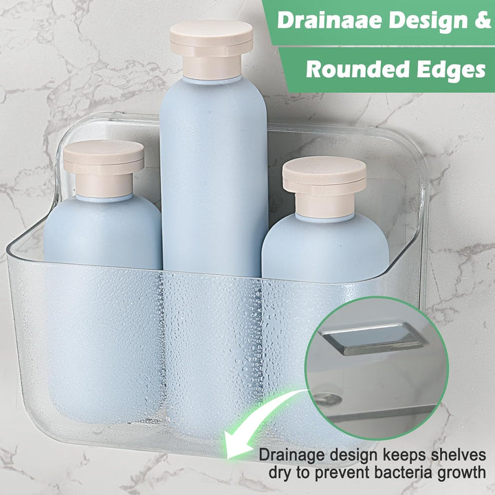 2Pcs Duschablage Ohne Bohren, Acryl Badezimmer Organizer Kleberegal, Transparentes Badregal Ohne Boh