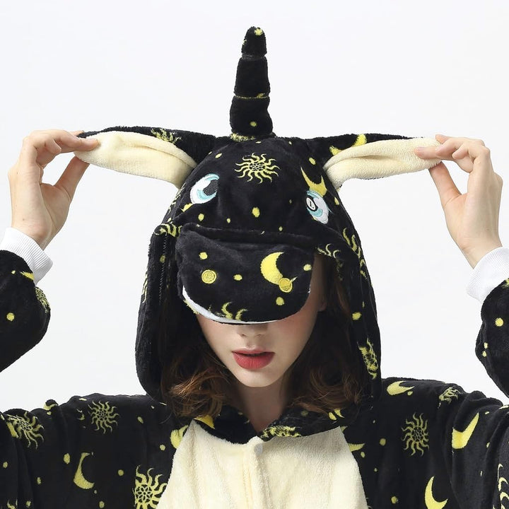 Katara Damen, Herren Einhorn Schwarz-sterne Jumpsuit S Einhorn Schwarz-sterne, S Einhorn Schwarz-ste