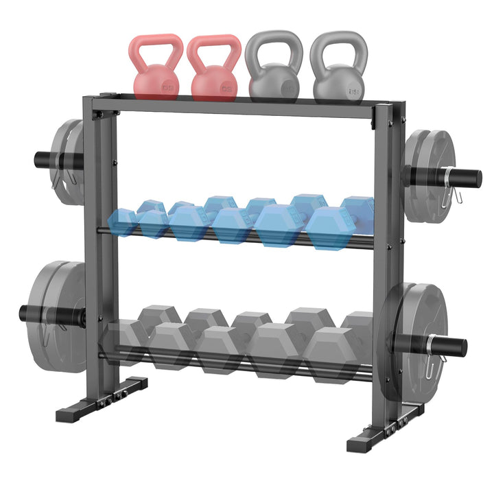 WINNOW Hantelständer, 3-Tier Gewichte Aufbewahrungsständer für Hanteln, Hantelplatten und Kettlebell