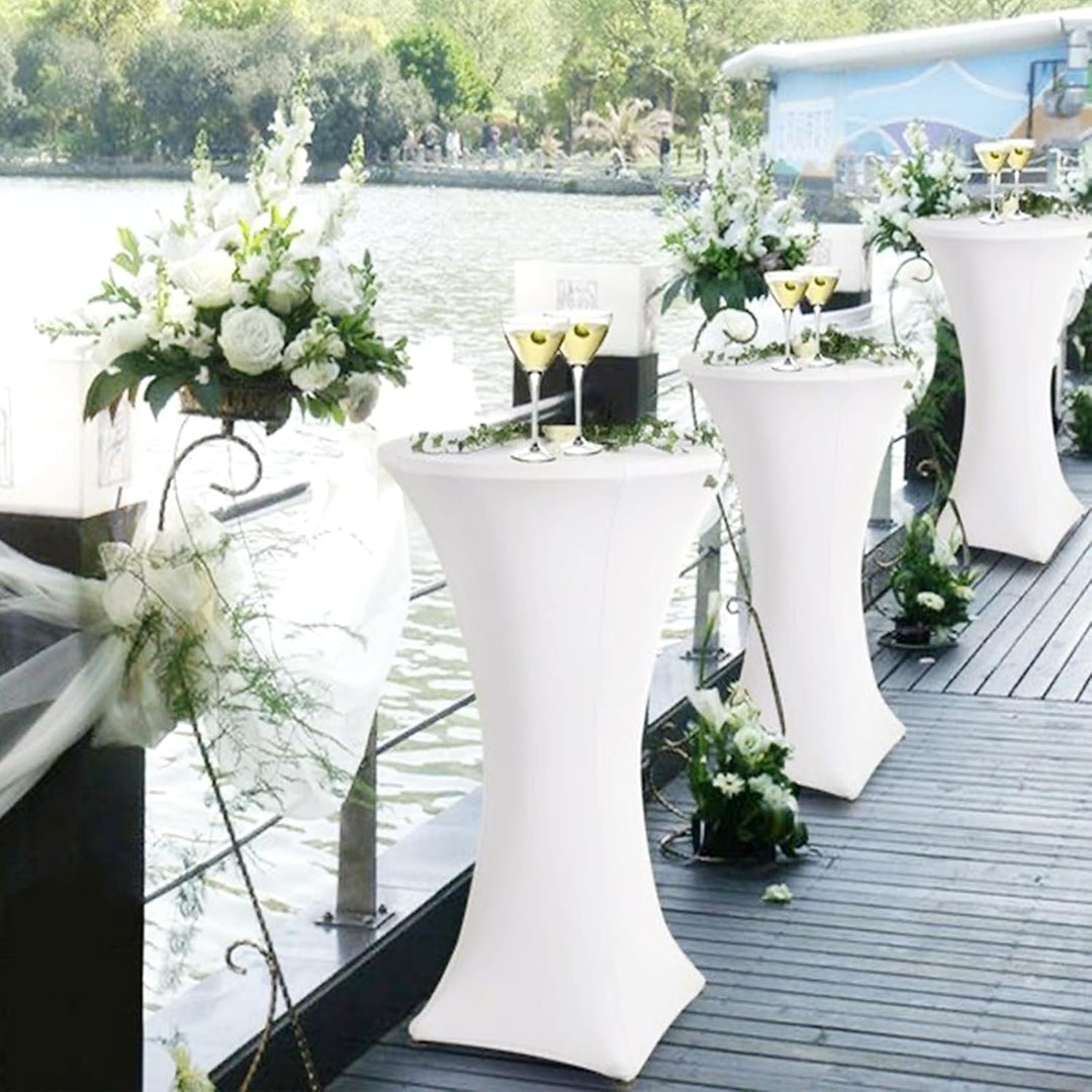 Showgeous 10er-Set Stretch Stehtisch Husse für Bistrotisch Ø 60-65 cm,Hussen Stehtische Weiss 60 cm,