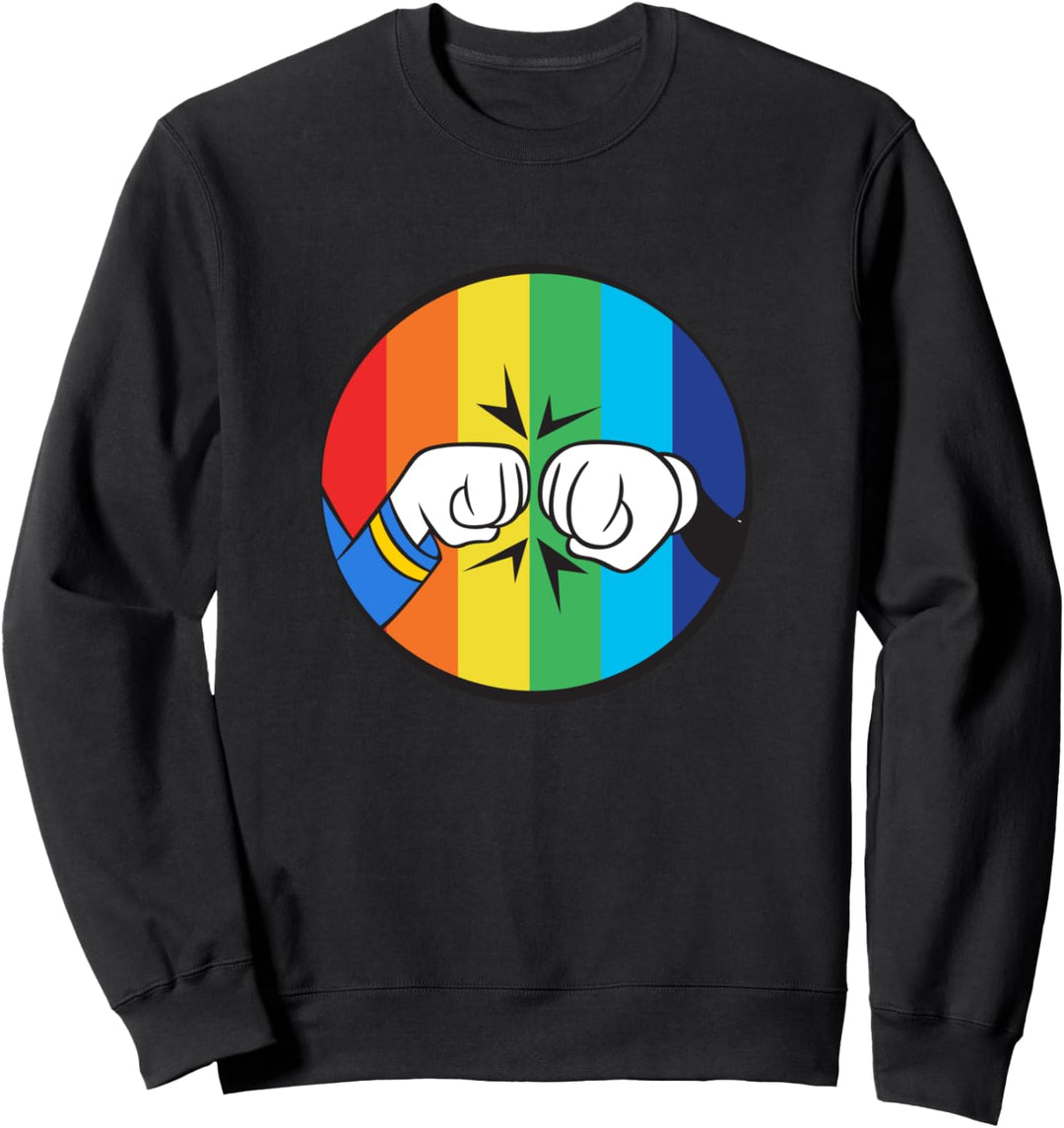 Disney Mickey Mouse Donald Duck Fist Bump Rainbow Sweatshirt