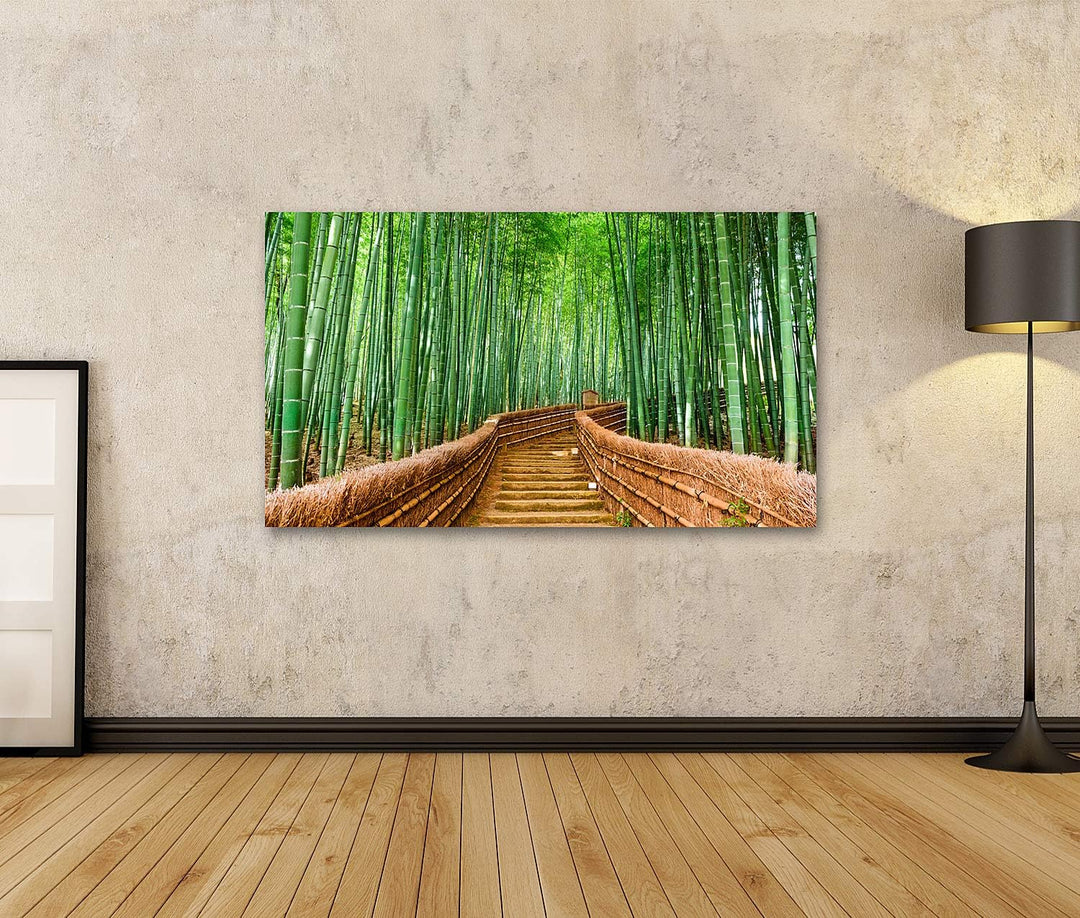 islandburner Bild auf Leinwand Kyoto Japan Wald Bilder Wandbilder Poster Leinwand 100x57cm, Leinwand