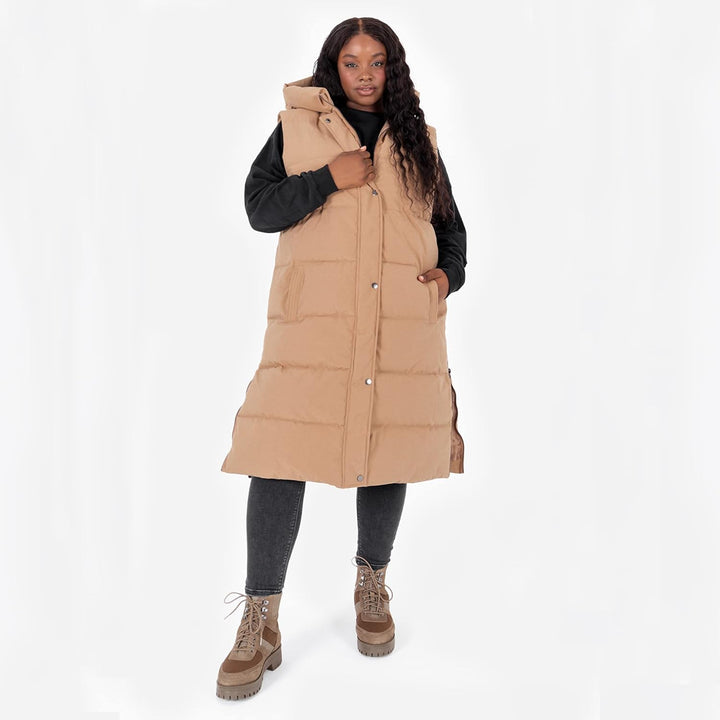 Lovedrobe Women's Gilet Ladies Hooded Body Warmer Sleeveless Jacket Quilted Winter Coat Padded Longl