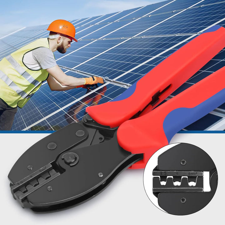 Elecoutek Solar Crimpzange Solarstecker Crimper Crimpwerkzeug 26-10 AWG für 2,5/4,0/6,0 mm² Solar Ka