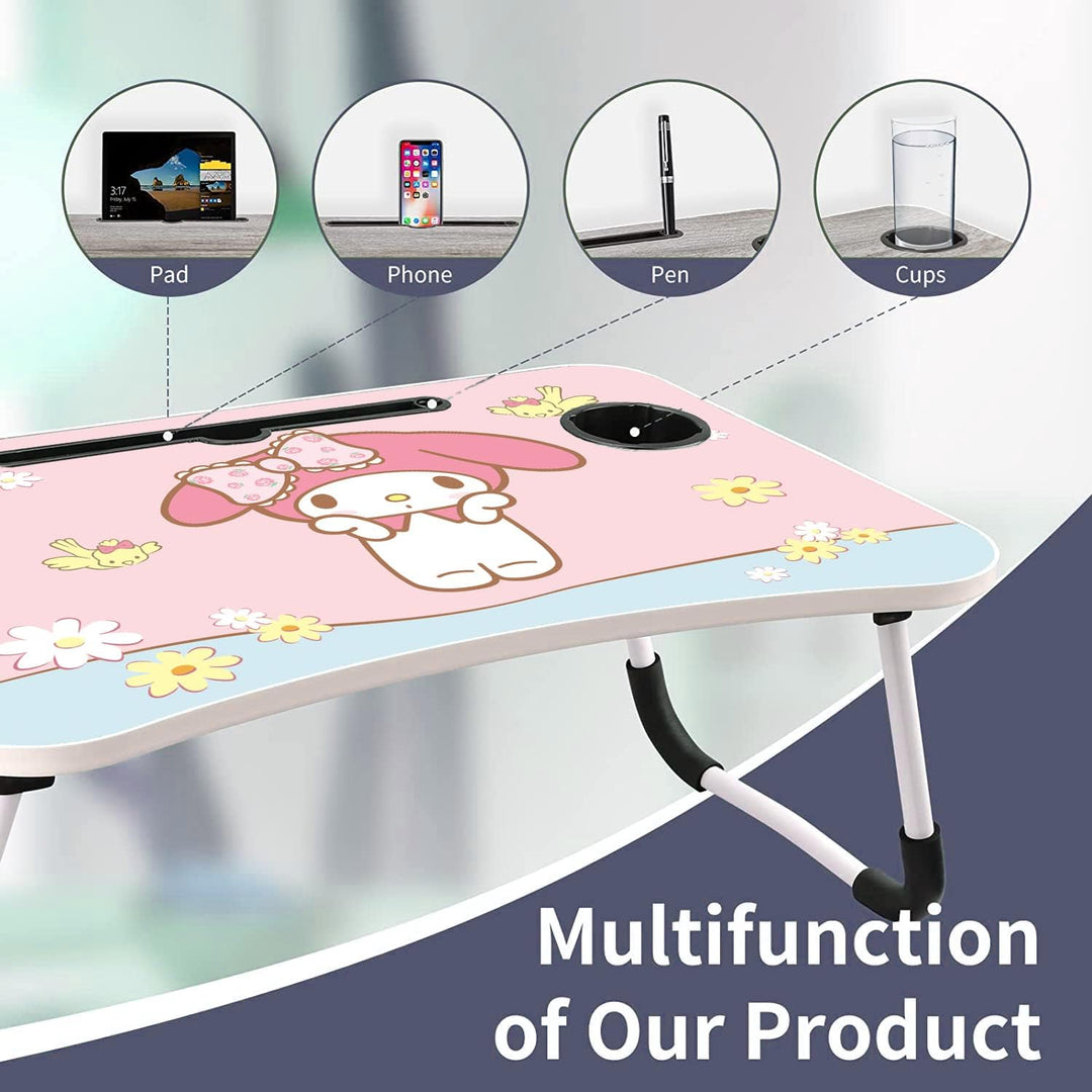 Laptop-Tisch Cartoon-Bilder,Tragbar Laptop Betttablett Tisch mit klappbaren Beinen & Getränkeschlitz