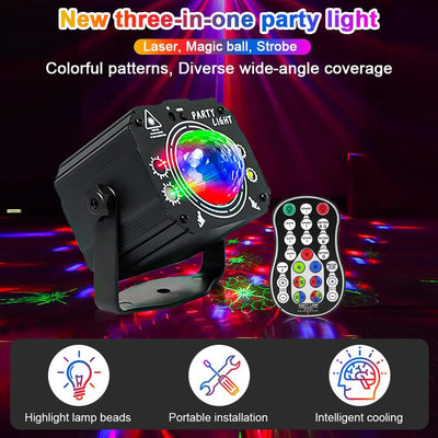 URAQT Discokugel, Discolicht Partylicht mit Fernbedienung 60 Modi LED Musikgesteuert Discolicht Disk