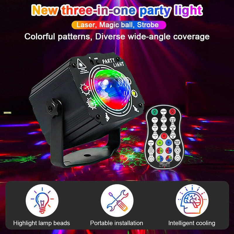URAQT Discokugel, Discolicht Partylicht mit Fernbedienung 60 Modi LED Musikgesteuert Discolicht Disk