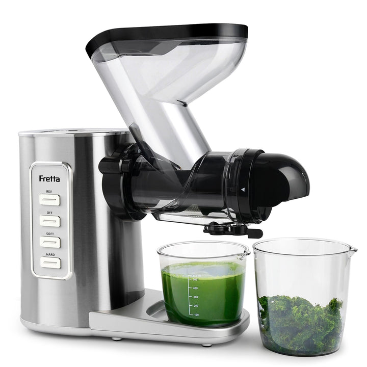 Fretta Slow Juicer Entsafter Gemüse und Obst Testsieger Edelstahl | BPA-frei,Einfache Montage &amp; Rein