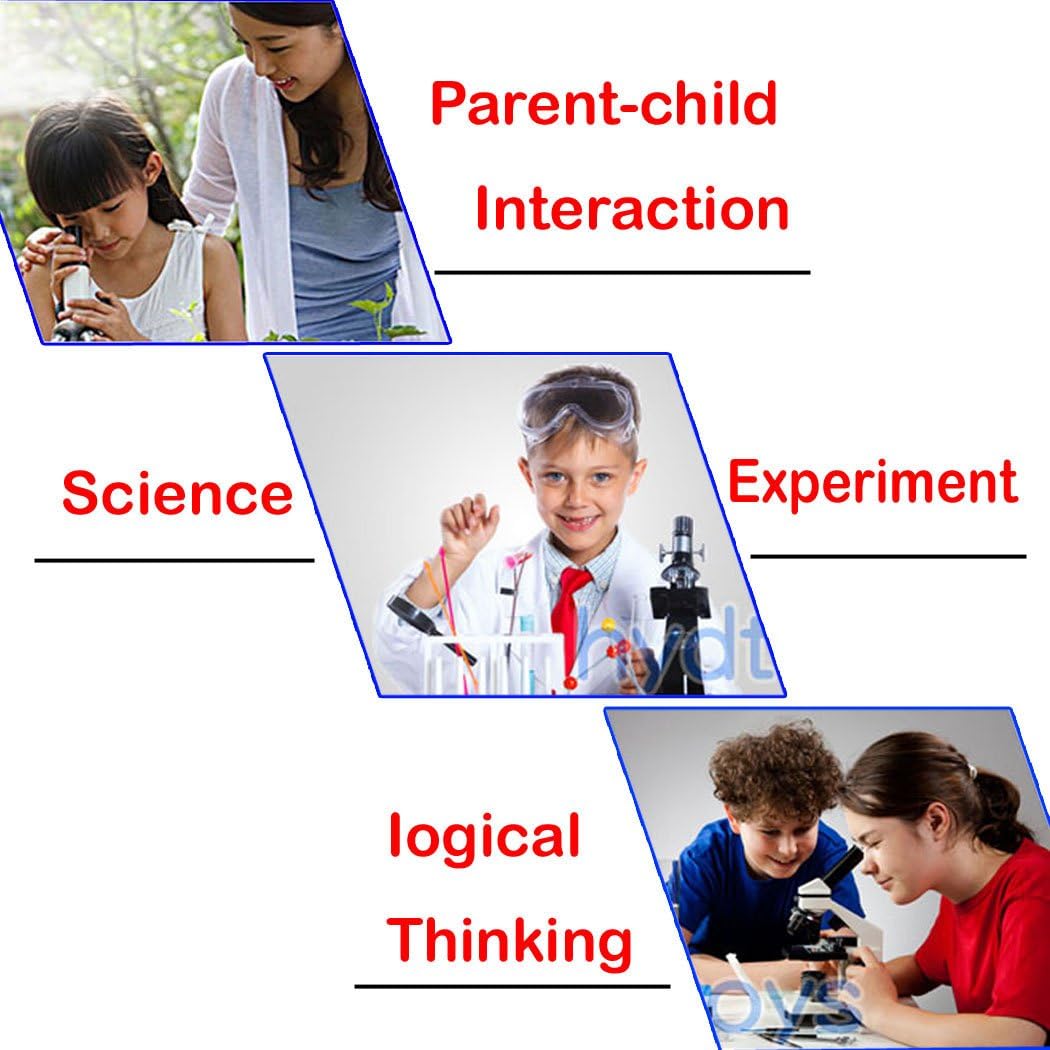 PHOEWON Kinder Mikroskop Scientific Mikroskop Spielzeug mit LED Beleuchtung 100x 400x 1200x Vergröss
