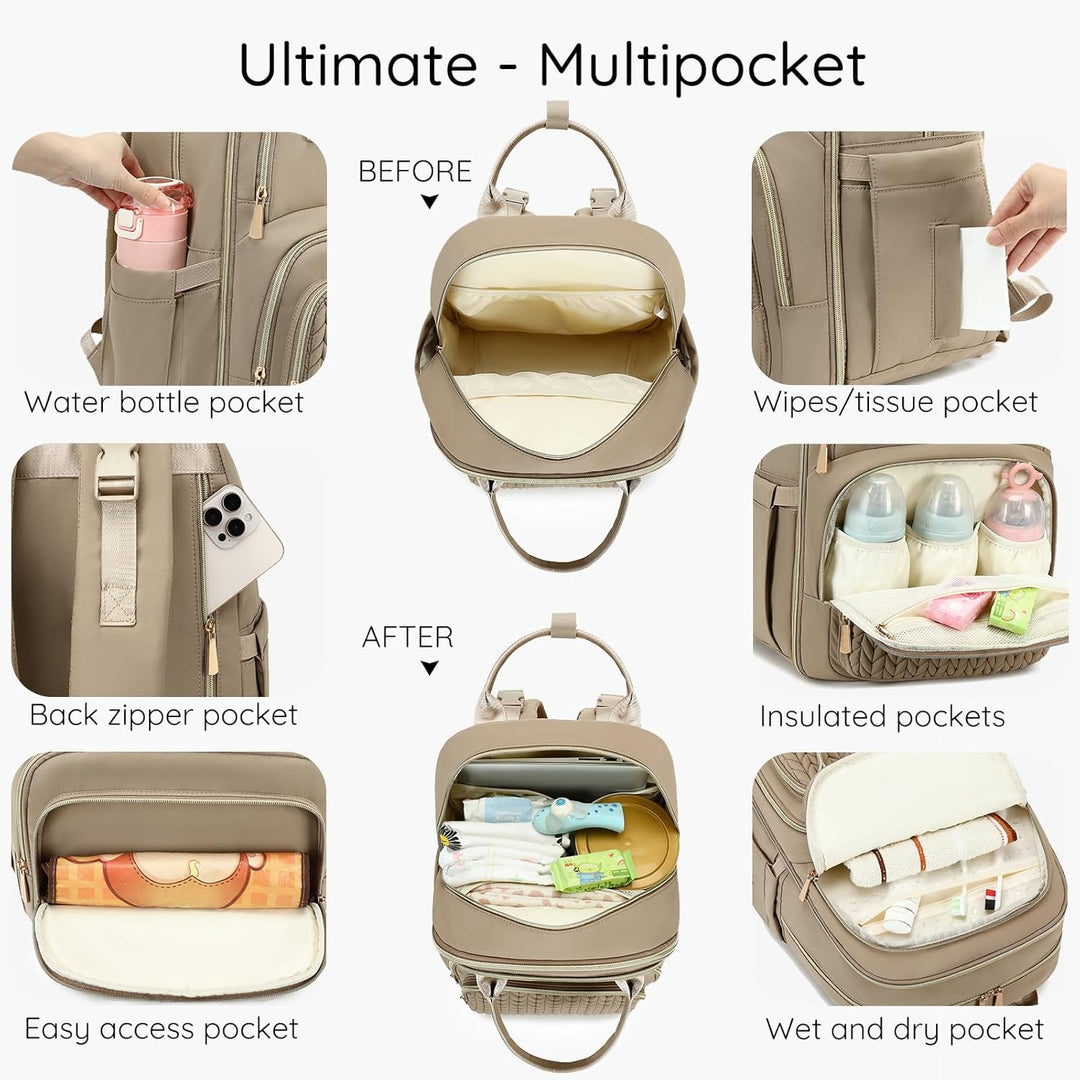 AIJIEKE Wickeltasche Rucksack, multifunktionale, wasserdichte Wickeltasche, Reiseutensilien, Babytas