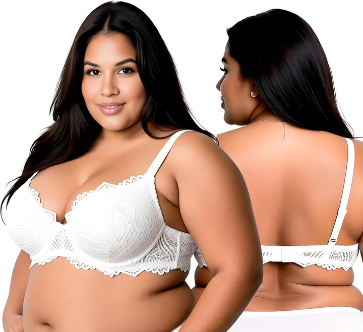 Curve Muse Damen Übergrösse Bügel Hochdrücken 1 Tasse hinzufügen Bügel Perfekte Form Spitzen-BHS 95E