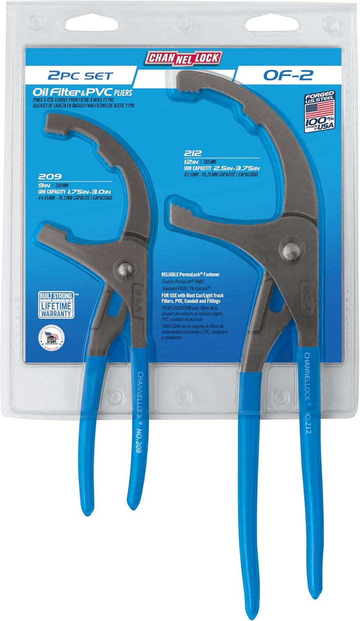 Channellock OF-2 Ölfilter & PVC-Zangen, 30,5 cm und 22,9 cm, ideal für Motorfilter, Leitungen und Ar