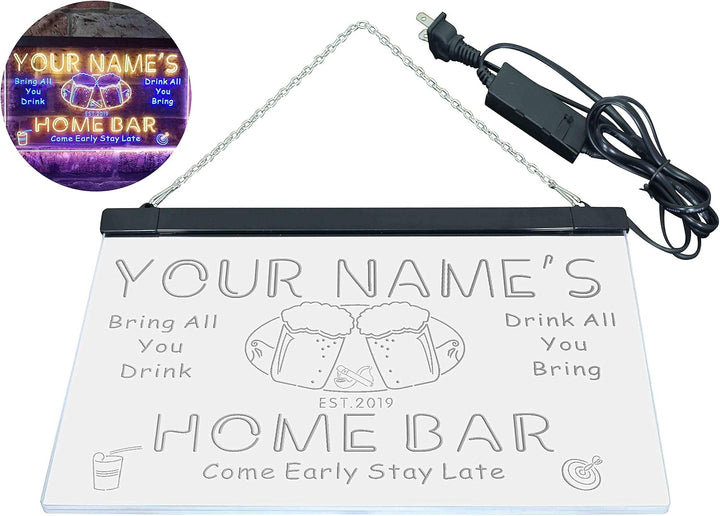 Personalized Your Name Est Year Theme Home Bar Beer Dual Color LED Barlicht Neonlicht Lichtwerbung N