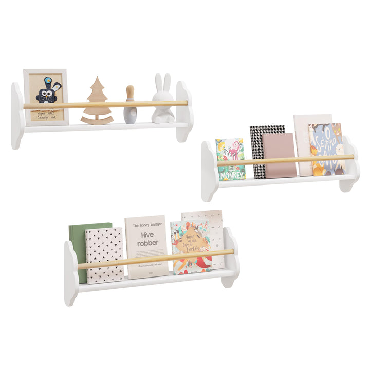 WOLTU Bücherregal Kinder Wand 3er Set, Wandregal Kinderzimmer, Kinderregal für Buchaufbewahrung, aus