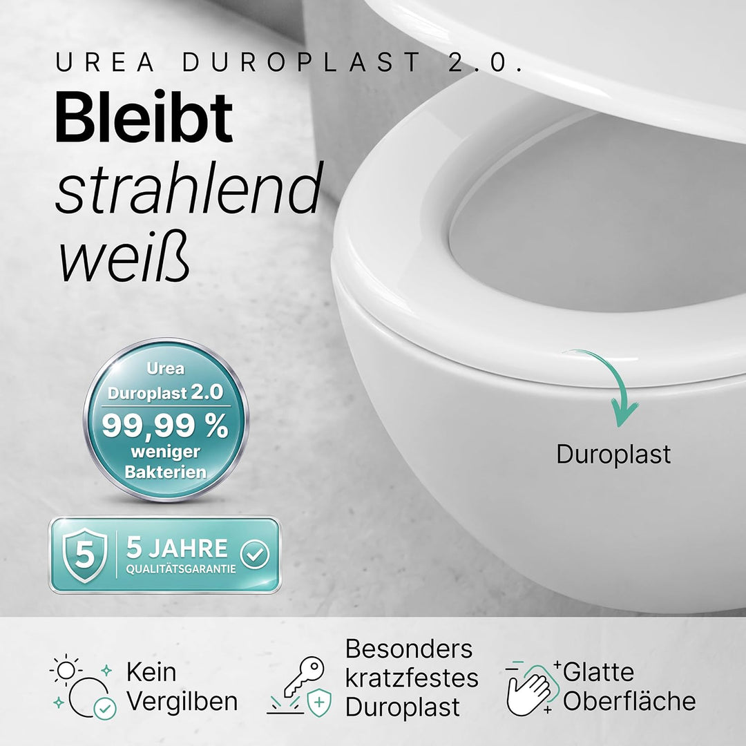 SANFINO® Premium WC Sitz mit Absenkautomatik oval – 5 Jahre Garantie – TÜV geprüfter WC Sitz mit Sch