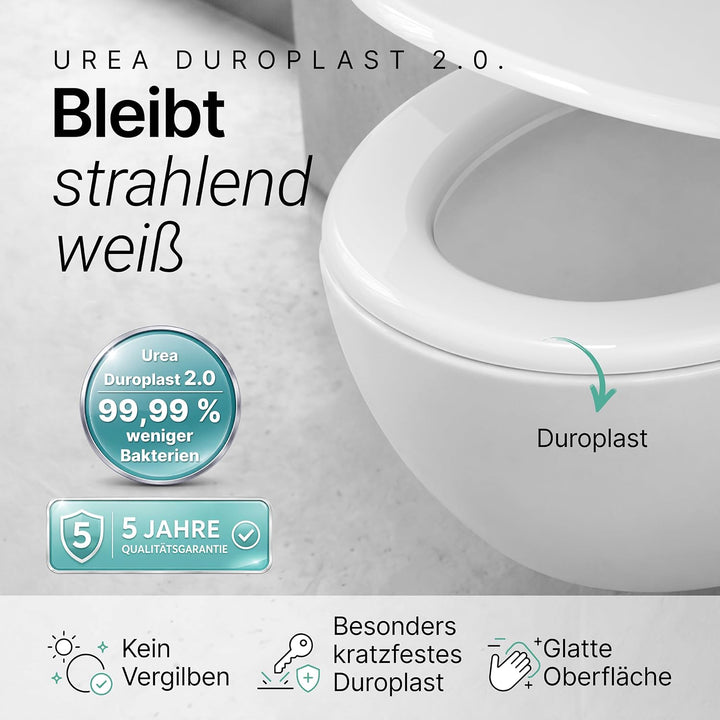SANFINO® Premium WC Sitz mit Absenkautomatik oval – 5 Jahre Garantie – TÜV geprüfter WC Sitz mit Sch