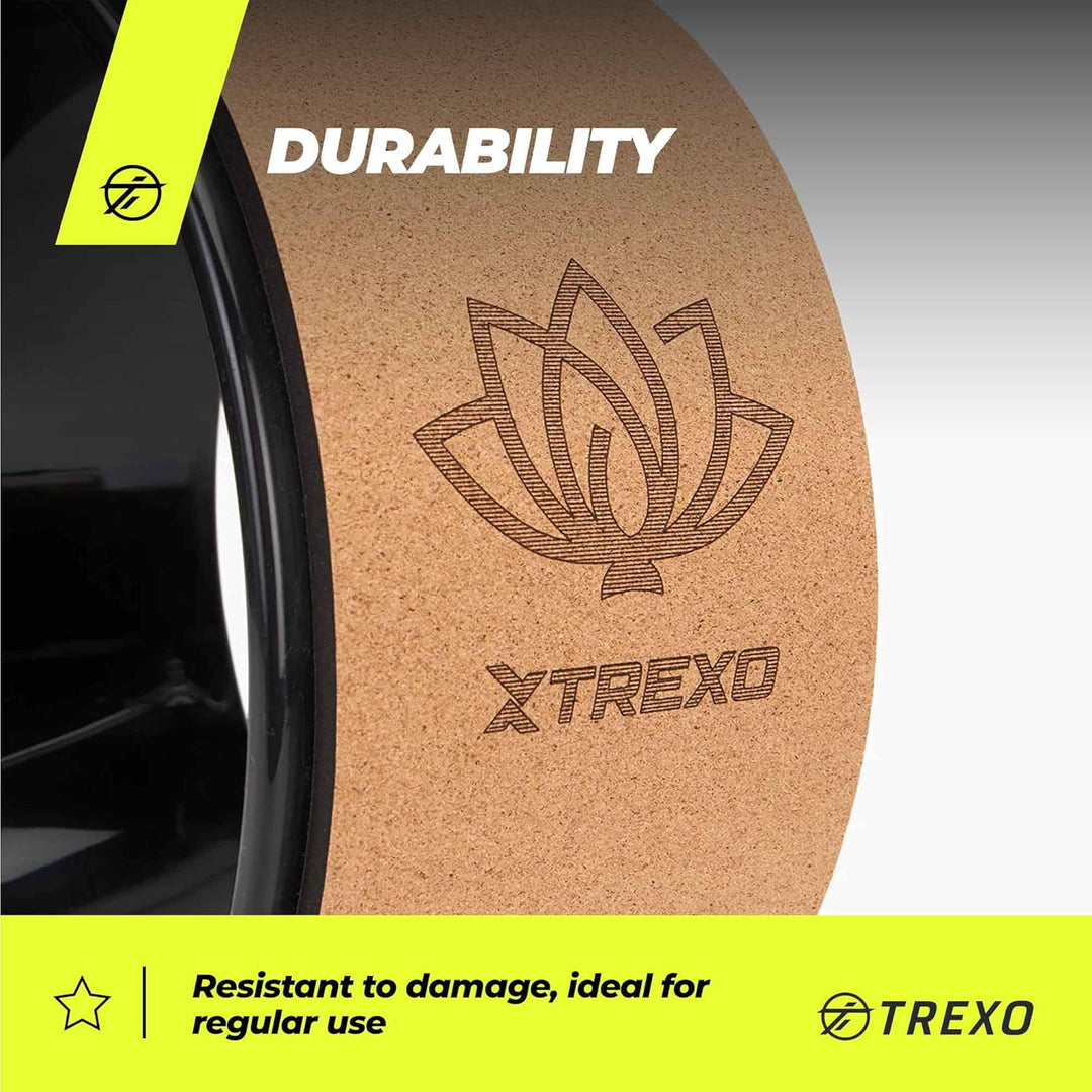 TREXO Yoga Rad Naturkork mit einem Durchmesser von 32 cm und einer Breite von 13 cm in Braun aus 100