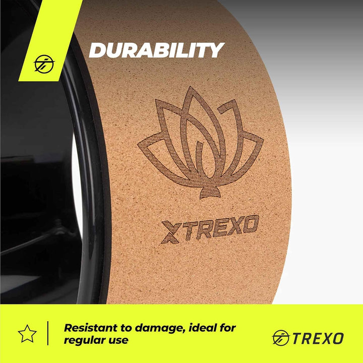 TREXO Yoga Rad Naturkork mit einem Durchmesser von 32 cm und einer Breite von 13 cm in Braun aus 100