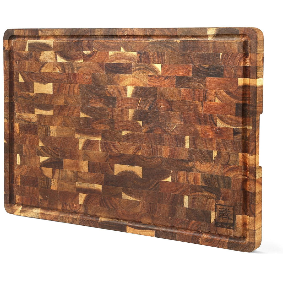 Zayiko Stirnholz Schneidebrett aus Akazie – Massives Holzbrett gross 53 × 38 × 3 cm – mit Saftrille