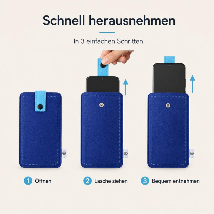 Davii Handy Filztasche für Samsung Galaxy A14 / A16 / A56, Schutztasche Robust, Handytasche mit Band