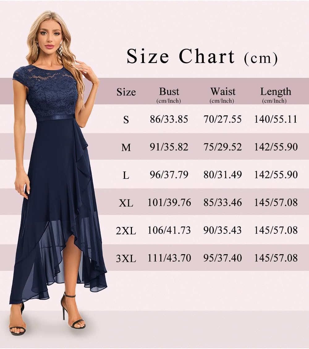 Bbonlinedress Abendkleider elegant für Hochzeit Spitzenkleid Chiffon Hi-Lo Kleid Brautjunferkleid Pa